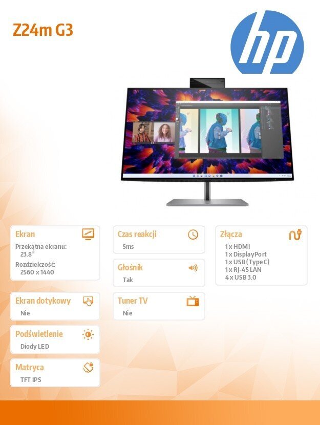 HP Inc. Monitor Z24m G3 QHD Conferencing 4Q8N9AA hinta ja tiedot | Näytöt | hobbyhall.fi