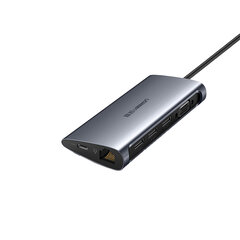 Sovitin UGREEN 50539 CM147 8in1 Type-C Sisään HDMI VGA 3USB SD/TF 1000Mbps HUB för HUAWEI Mate40/P50 Samsung S20 hinta ja tiedot | Adapterit | hobbyhall.fi