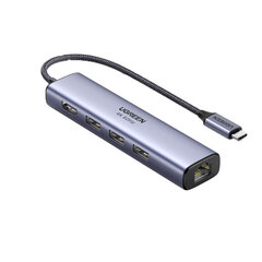 Sovitin UGREEN 20934 CM475 5in1 Type-C Sisään HDMI 3USB3.0 4K 1000mbps för HUAWEI Mate40/P50 Samsung S20 hinta ja tiedot | Adapterit | hobbyhall.fi