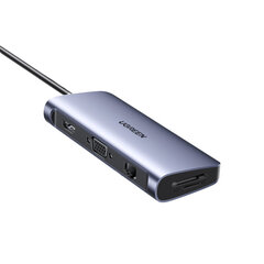 Sovitin UGREEN 40873 CM179 9in1 Type-C Sisään PD100W HDMI VGA 1000mbps 3USB3.0 för HUAWEI Mate40/P50 Samsung S20 hinta ja tiedot | Adapterit | hobbyhall.fi