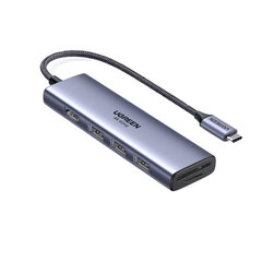 Sovitin UGREEN 60383 CM511 6in1 Type-C Sisään HDMI 3USB3.0 SD/TF för HUAWEI Mate40/P50 Samsung S20 hinta ja tiedot | Adapterit | hobbyhall.fi