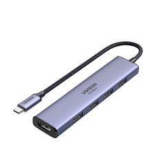 Sovitin UGREEN 20955 CM478 5in1 Type-C Sisään HDMI 4USB3.0 för HUAWEI Mate40/P50 Samsung S20 hinta ja tiedot | Adapterit | hobbyhall.fi