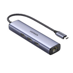 Sovitin UGREEN 20917 CM475 4in1 Type-C Sisään 3USB3.0 100mbps för HUAWEI Mate40/P50 Samsung S20 hinta ja tiedot | Adapterit | hobbyhall.fi