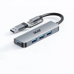 Sovitin Acer HY21-14U2B-1 USB/Type-C Sisään HUB 4USB3.0 Alumiiniseos hinta ja tiedot | Adapterit | hobbyhall.fi