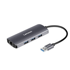 Sovitin Lenovo U03 4in1 USB Sisään 3USB3.0 RJ45 1000mbps hinta ja tiedot | Adapterit | hobbyhall.fi