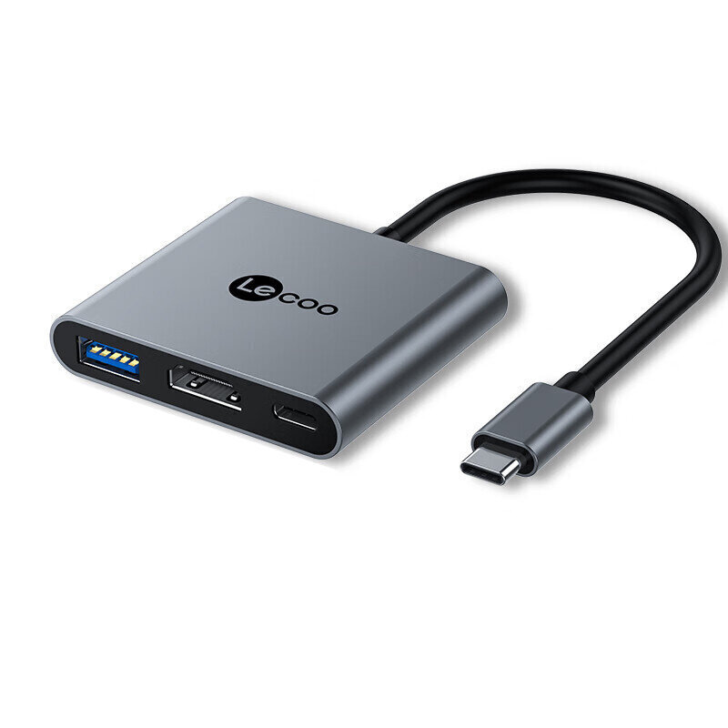 Sovitin Lecoo LKC1327H 3in1 Type-C Sisään USB3.0 PD100W HDMI för HUAWEI Mate40/P50 Samsung S20 hinta ja tiedot | Adapterit | hobbyhall.fi