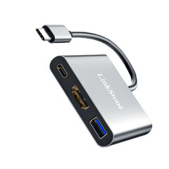 Sovitin LinkStone C318E 3in1 Type-C Sisään PD HDMI USB3.0 för HUAWEI Mate40/P50 Samsung S20 hinta ja tiedot | Adapterit | hobbyhall.fi