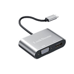 Sovitin LinkStone C318B 4in1 Type-C Sisään PD HDMI USB3.0 VGA för HUAWEI Mate40/P50 Samsung S20 hinta ja tiedot | Adapterit | hobbyhall.fi