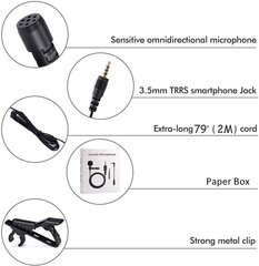 Lavalier -mikrofoni, monisuuntainen lauhduttimen Lapel -mikrofoni yksinkertaisella leikkeellä haastattelu-/videokonferenssin/podcastin/äänen sanelun tallentamiseen hinta ja tiedot | Mikrofonit | hobbyhall.fi