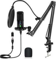 Aveek Professional USB -kondensaattorit 192KHz / 24bit PC -podcast -mikrofoni mikrofonikielen mikrofonin käsivarren popsuojaus tallennuksille, radiolle, peleille, suoratoistolle hinta ja tiedot | Aveek Tietokoneet ja pelaaminen | hobbyhall.fi