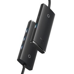 Adapteri Lite-sarja, Baseus HUB, USB-A 4xUSB,-A 3.0 5Gb/s, musta hinta ja tiedot | Adapterit | hobbyhall.fi