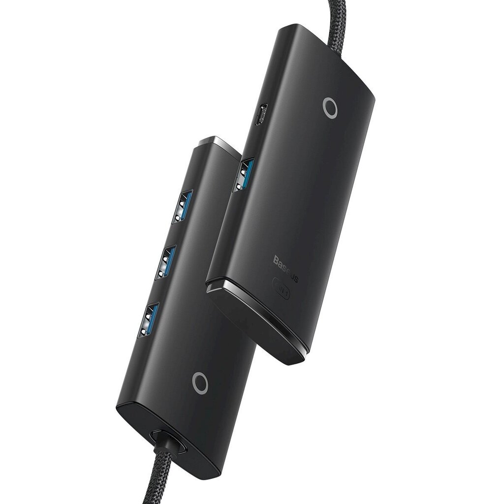 Lite-sarjan sovitin, Baseus HUB, USB-C, 4x USB, 3.0 25 cm, musta hinta ja tiedot | Adapterit | hobbyhall.fi