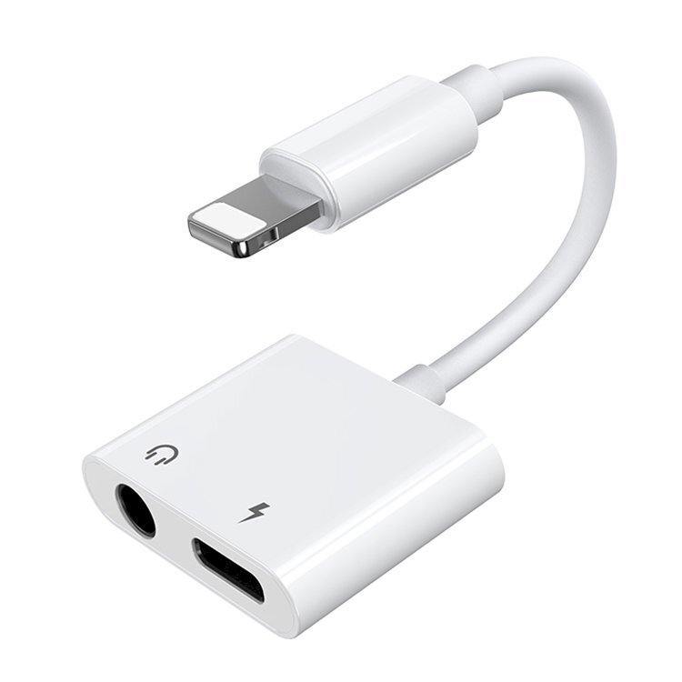 Adapteri kuulokkeiden jakaja, Joyroom, iPhone Lightning, 3,5 mm mini jack, valkoinen hinta ja tiedot | Adapterit | hobbyhall.fi