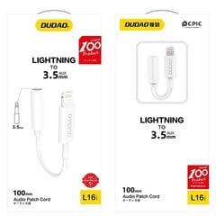 Äänisovitin iPhone-kuulokkeille Lightning-kuulokkeista 3,5 mm:n miniliittimeen, valkoinen hinta ja tiedot | Adapterit | hobbyhall.fi