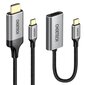 HUB-sovitin, Choetech HUB-H121, USB Type-C - HDMI, 2.0 + HDMI-kaapeli, 2 m, harmaa hinta ja tiedot | Adapterit | hobbyhall.fi