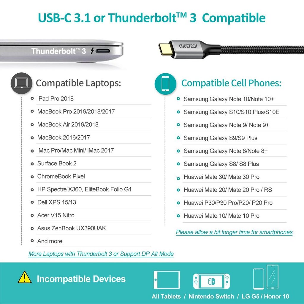 HUB-sovitin, Choetech HUB-H121, USB Type-C - HDMI, 2.0 + HDMI-kaapeli, 2 m, harmaa hinta ja tiedot | Adapterit | hobbyhall.fi