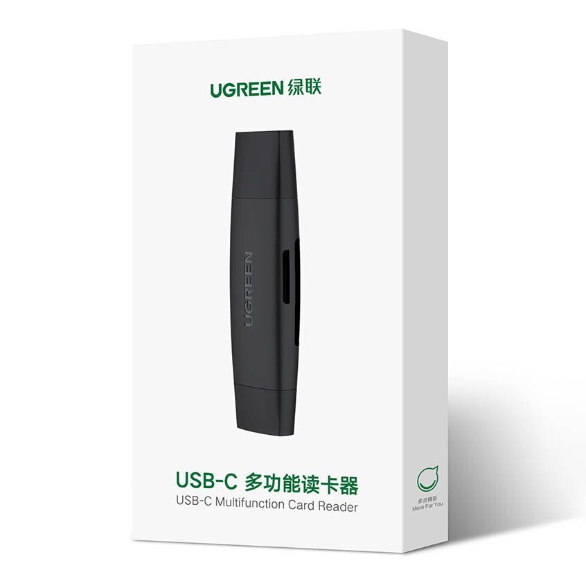 Sovitin, Ugreen CM3041, 2 pistoketta USB-A ja USB-C, SD- ja micro-SD-kortinlukija, musta hinta ja tiedot | Adapterit | hobbyhall.fi