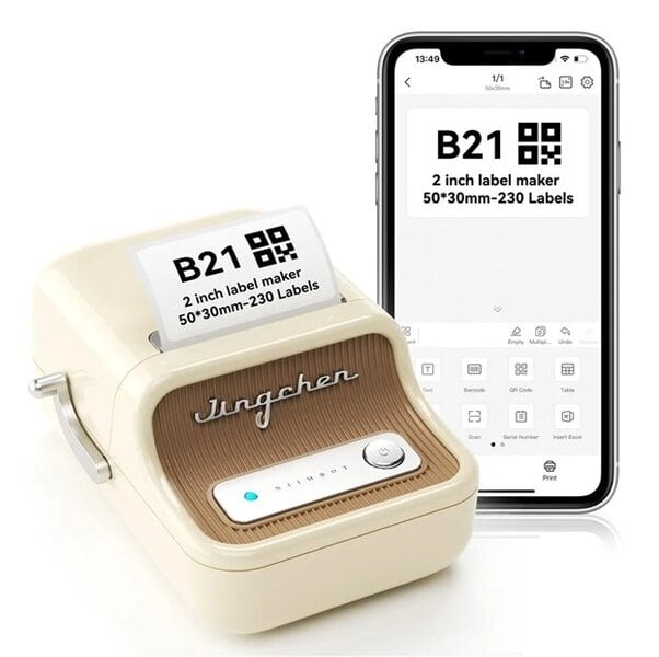 NIIMBOT B21 Bluetooth-lämpötulostin BEige-kultaiset tarrat