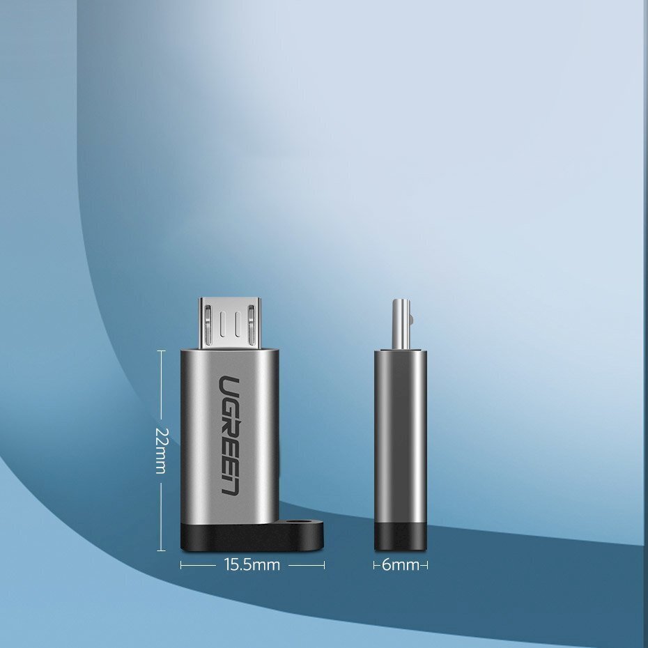 USB-C-mikro-USB-sovitin, harmaa hinta ja tiedot | Adapterit | hobbyhall.fi