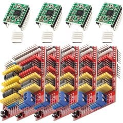 AZDELIVE 5 X CNC SHIELD V3 -paketti 4 kappaleella A4988 Stepper Drivers askel haketulla rungolla, 3D-tulostin, joka on yhteensopiva Arduinon kanssa, mukaan lukien e-kirja! hinta ja tiedot | Tulostustarvikkeet | hobbyhall.fi