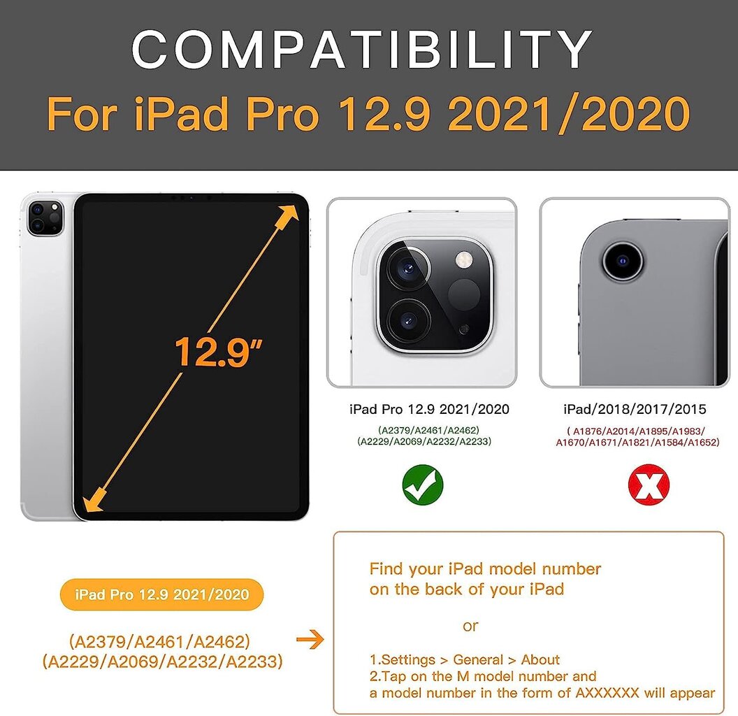 ZTotopcase -kotelo iPad Pro 12.9 2020/2021 (4. sukupolvi/5. sukupolvi), magneettinen ultra ohut valo ja taitettava jalustan suojakansi automaattisella unella/heräämisellä, musta hinta ja tiedot | Tablettien kotelot ja muut tarvikkeet | hobbyhall.fi