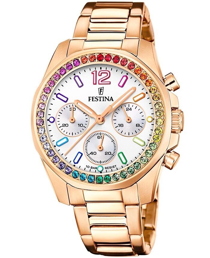 Naisten kello Festina Boyfriend Rainbow Stainless Steel Silver hinta ja tiedot | Naisten kellot | hobbyhall.fi