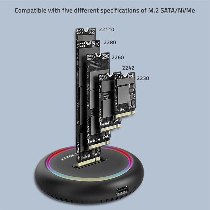 Qoltec M.2 SSD-aseman telakointiasema, SATA, NVMe, USB hinta ja tiedot | Ulkoisten kovalevyjen kotelot | hobbyhall.fi