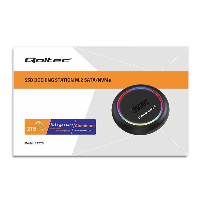 Qoltec M.2 SSD-aseman telakointiasema, SATA, NVMe, USB hinta ja tiedot | Ulkoisten kovalevyjen kotelot | hobbyhall.fi