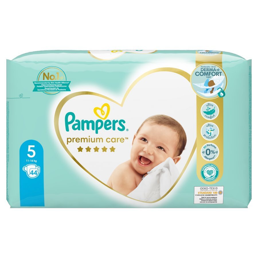 Vaipat PAMPERS Premium Care 5 koko, 11-16 kg, 44 kpl hinta ja tiedot | Vaipat | hobbyhall.fi