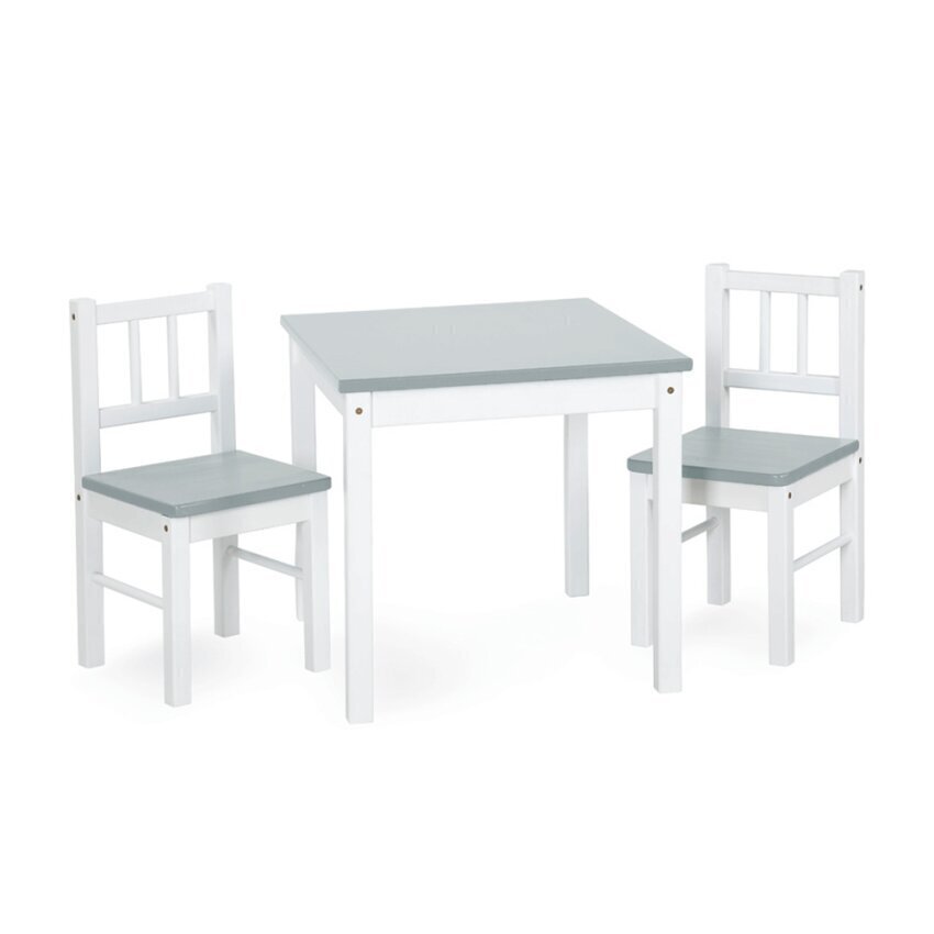 Joy-lastenpöytä + 2 tuolia, valkoinen / harmaa hinta ja tiedot | Lasten pöydät ja tuolit | hobbyhall.fi