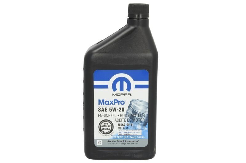 Mopar MaxPro moottoriöljy, 5w20, 0,946 L hinta ja tiedot | Moottoriöljyt | hobbyhall.fi