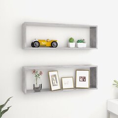 Kuutioseinähyllyt 2 kpl betoninharmaa 80x15x26,5 cm lastulevy hinta ja tiedot | Hyllyt | hobbyhall.fi