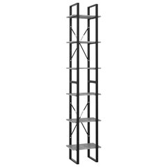 6-tasoinen kirjahylly betoninharmaa 40x30x210 cm lastulevy hinta ja tiedot | Hyllyt | hobbyhall.fi