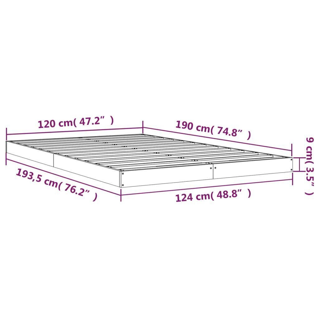 Sängynrunko hunajanruskea 120x190 cm täysi puu 4FT Small Double hinta ja tiedot | Sängyt | hobbyhall.fi