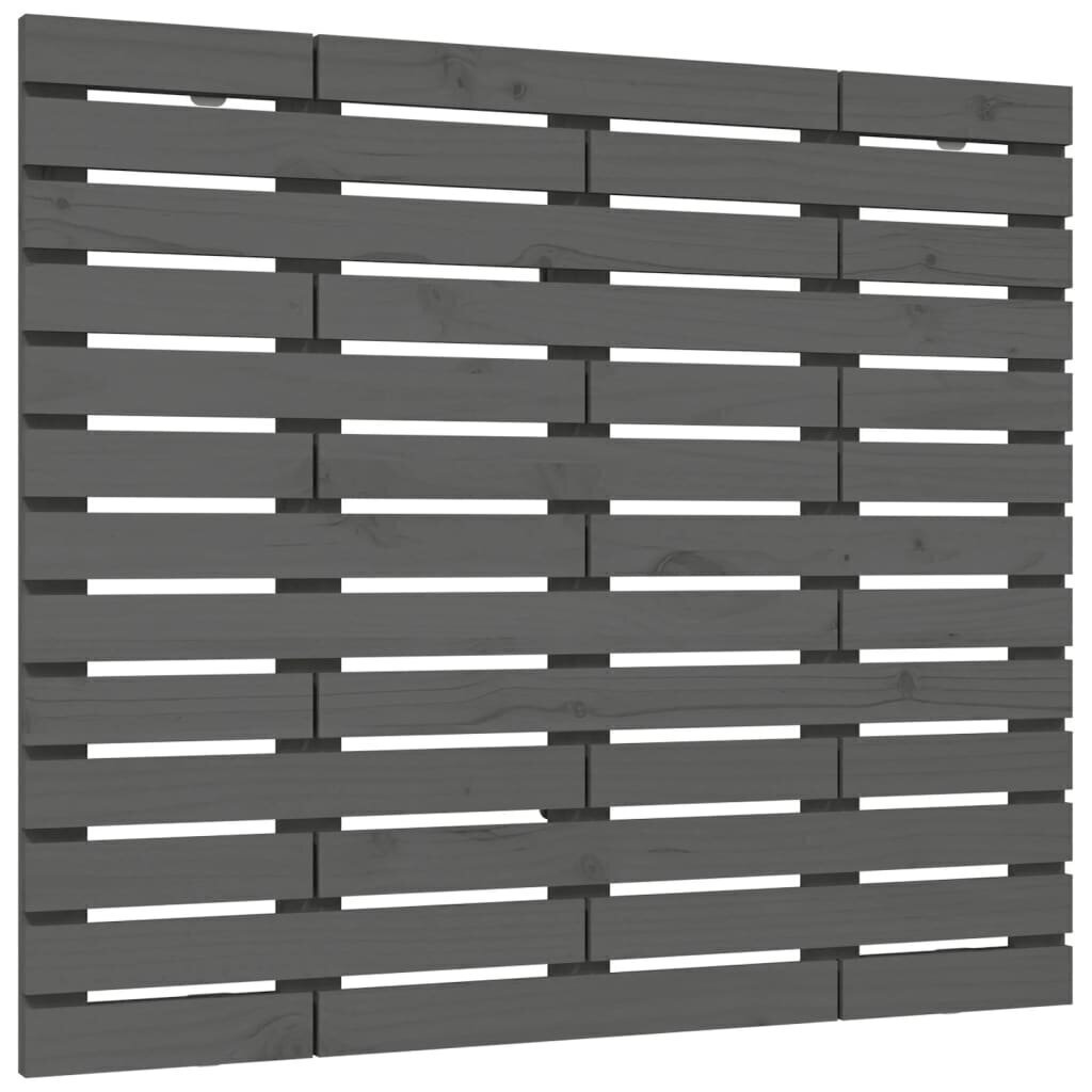 Sängynpääty seinälle harmaa 146x3x91,5 cm täysi mänty hinta ja tiedot | Sängyt | hobbyhall.fi