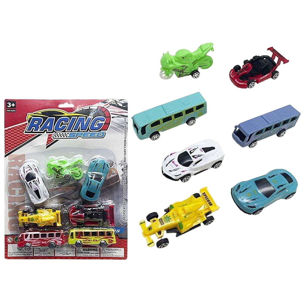 Ajoneuvosarja Bigbuy Fun Racing Speed, eri värejä, 7 kpl. hinta ja tiedot | Poikien lelut | hobbyhall.fi