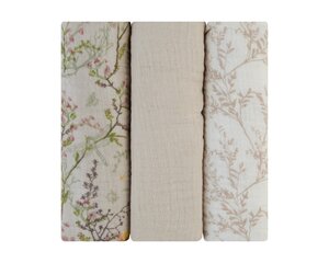 Musliiniliinat KikkaBoo Secret Garden Beige, 75x75 cm, 3 kpl hinta ja tiedot | Vauvan hoitoalustat ja tekstiilit | hobbyhall.fi