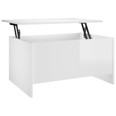 Sohvapöytä korkeakiilto valkoinen 80x55,5x41,5 cm tekninen puu hinta ja tiedot | Sohvapöydät | hobbyhall.fi