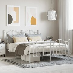 Metallinen sängynrunko päädyillä valkoinen 150x200 cm hinta ja tiedot | Sängyt | hobbyhall.fi