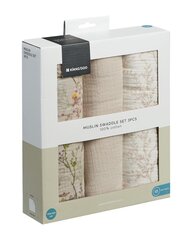 Musliiniset hoitolaput KikkaBoo Secret Garden Beige, 100x100 cm, 3 kpl hinta ja tiedot | Vauvan hoitoalustat ja tekstiilit | hobbyhall.fi