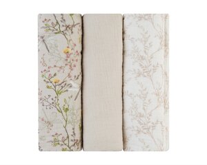 Musliiniset hoitolaput KikkaBoo Secret Garden Beige, 100x100 cm, 3 kpl hinta ja tiedot | Vauvan hoitoalustat ja tekstiilit | hobbyhall.fi