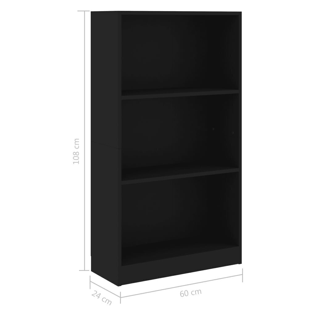 3-tasoinen kirjahylly musta 60x24x109 cm tekninen puu hinta ja tiedot | Hyllyt | hobbyhall.fi