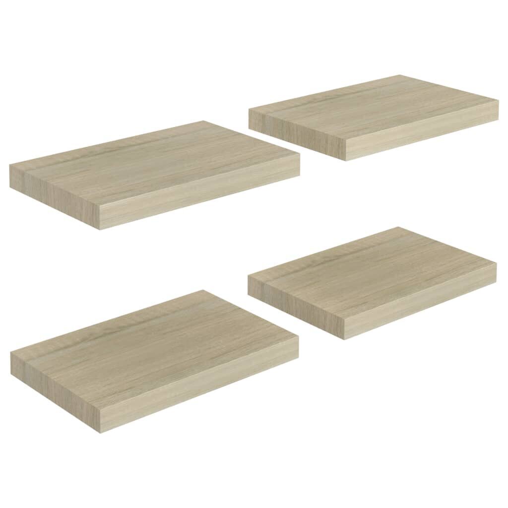 Kelluvat seinähyllyt 4 kpl tammi 40x23x3,8 cm MDF hinta ja tiedot | Hyllyt | hobbyhall.fi