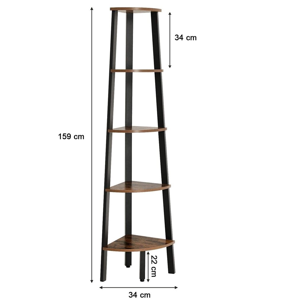 Hylly 32,5x159x34 cm, ruskea/musta hinta ja tiedot | Hyllyt | hobbyhall.fi