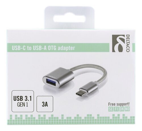 Adapteri Deltaco USB C - USB A, 10 cm hinta ja tiedot | Adapterit | hobbyhall.fi