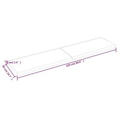 Seinähylly vaaleanruskea 220x50x(2-6) cm käsitelty täystammi hinta ja tiedot | Hyllyt | hobbyhall.fi