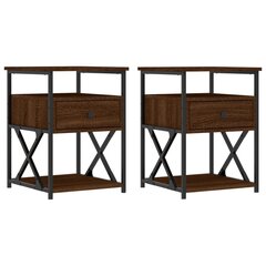 Yöpöydät 2 kpl ruskea tammi 40x42x55 cm tekninen puu hinta ja tiedot | Yöpöydät | hobbyhall.fi
