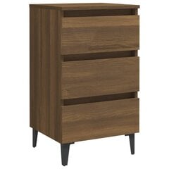 Yöpöytä metallijaloilla ruskea tammi 40x35x69 cm hinta ja tiedot | Yöpöydät | hobbyhall.fi