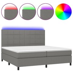 Sänky jousilla/patja/LED, harmaa, 200x200 cm, kangas hinta ja tiedot | Sängyt | hobbyhall.fi