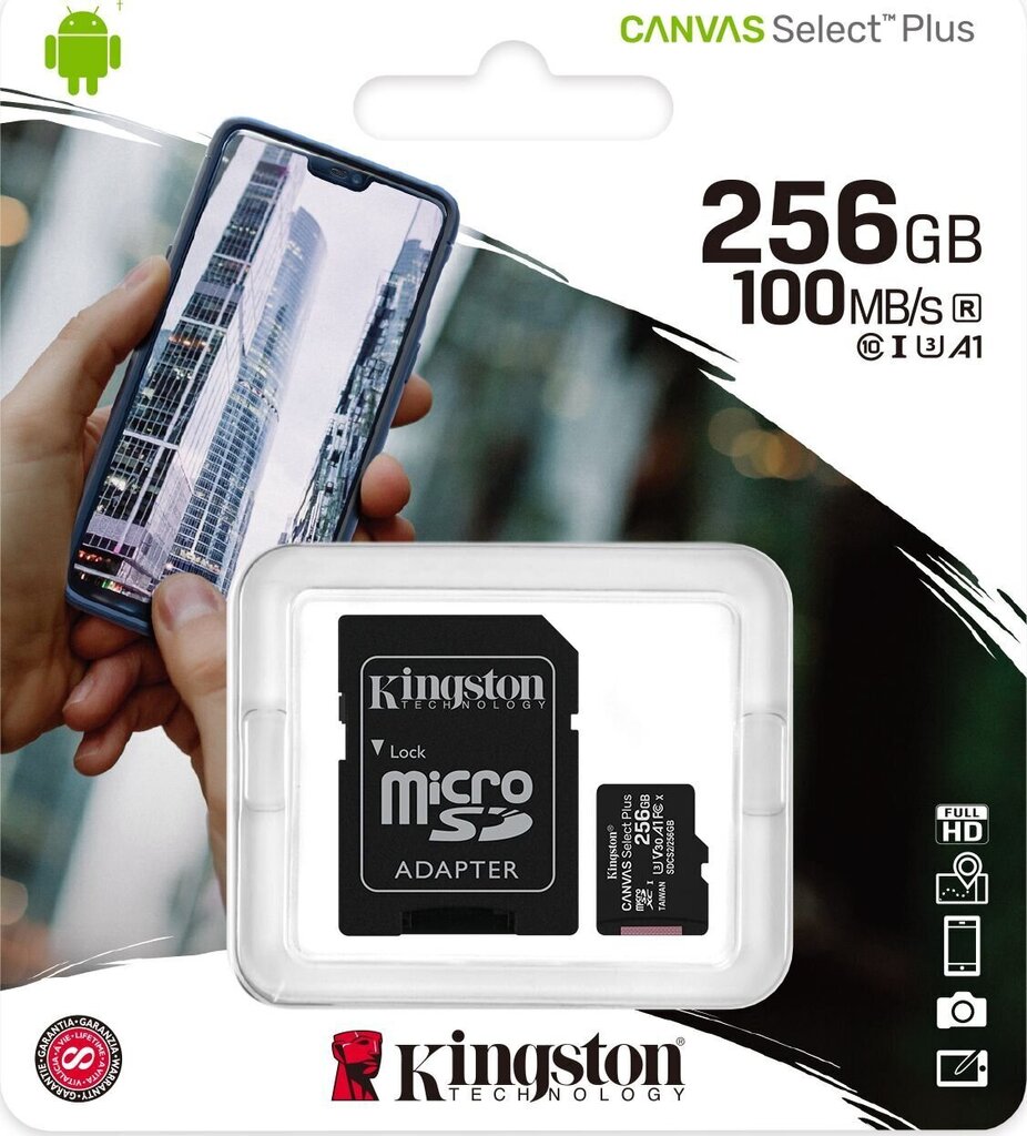 Kingston Canvas Select Plus UHS-I 256 GB hinta ja tiedot | Kameran muistikortit | hobbyhall.fi
